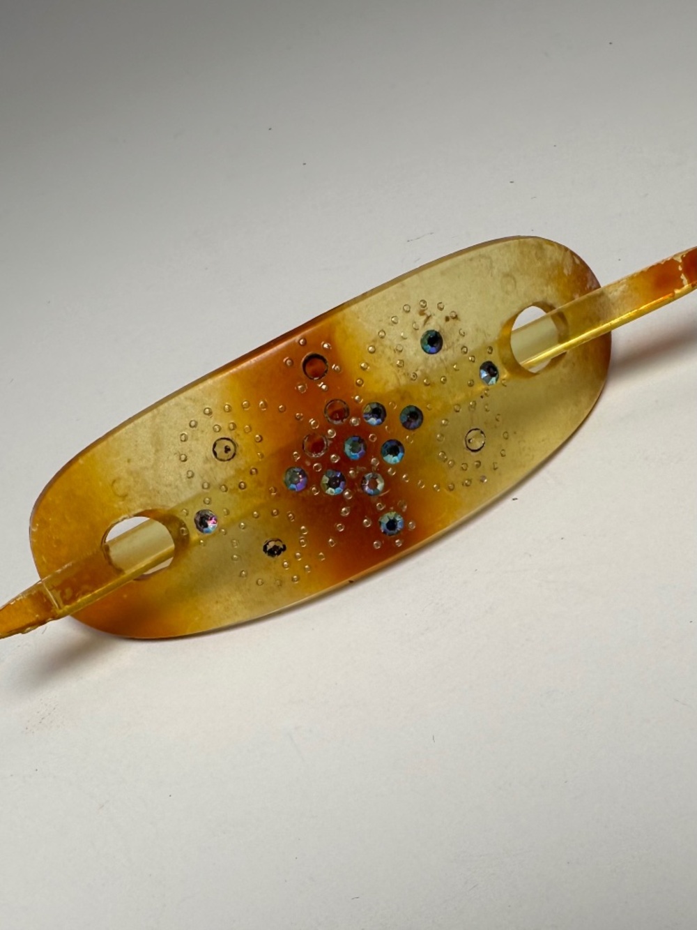 VINTAGE FAUX TORTOISESHELL RHINESTONE HAIR SLIDE STICK BARRETTE